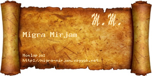 Migra Mirjam névjegykártya